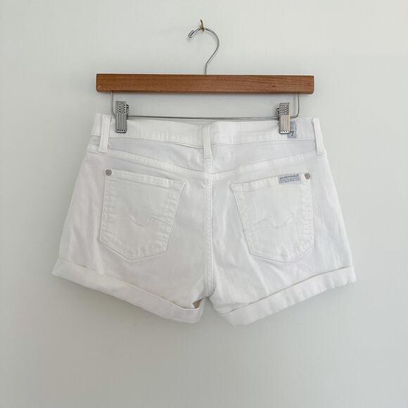7 For All Mankind Rolled Hem Shorts White - Picture 7 of 11